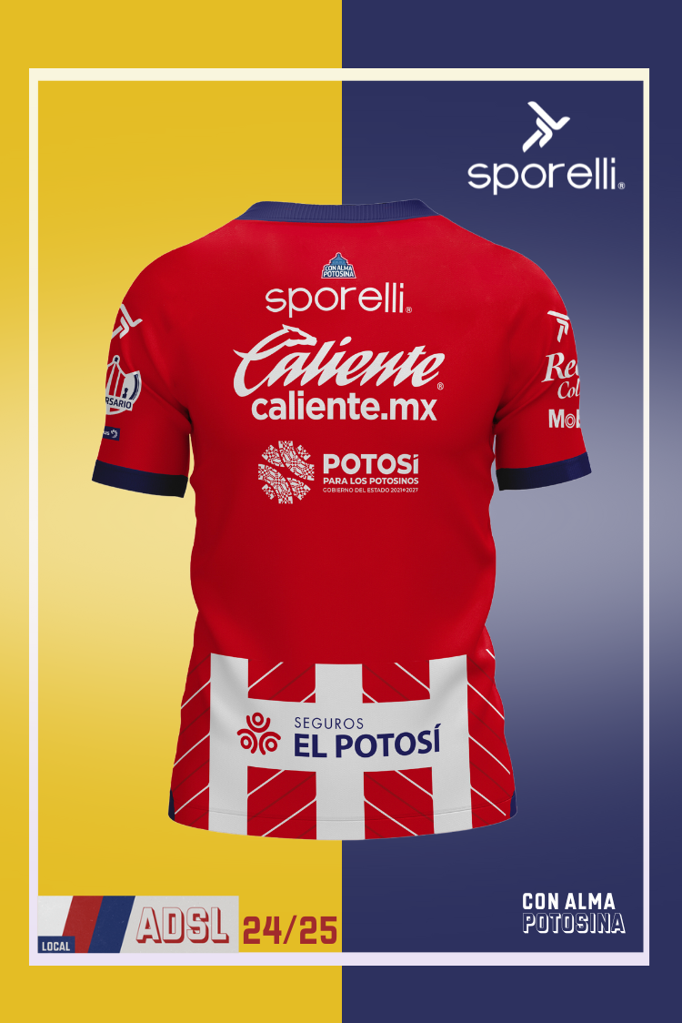 Official Atlético de San Luis Caballero Sporelli Red and White Jersey 24/25